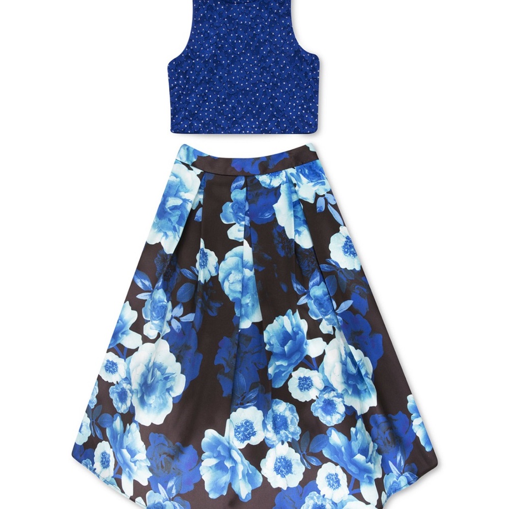 Speechless brand Blue Floral Kids Skirt and Top Set